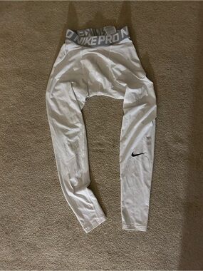 Nike Pro athletic White Compression Tights